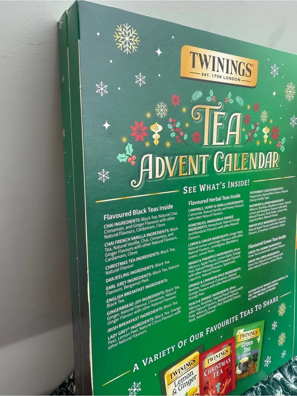 Twingings London 24 Day TEA Advent Calendar Green & Herbal Black Tea